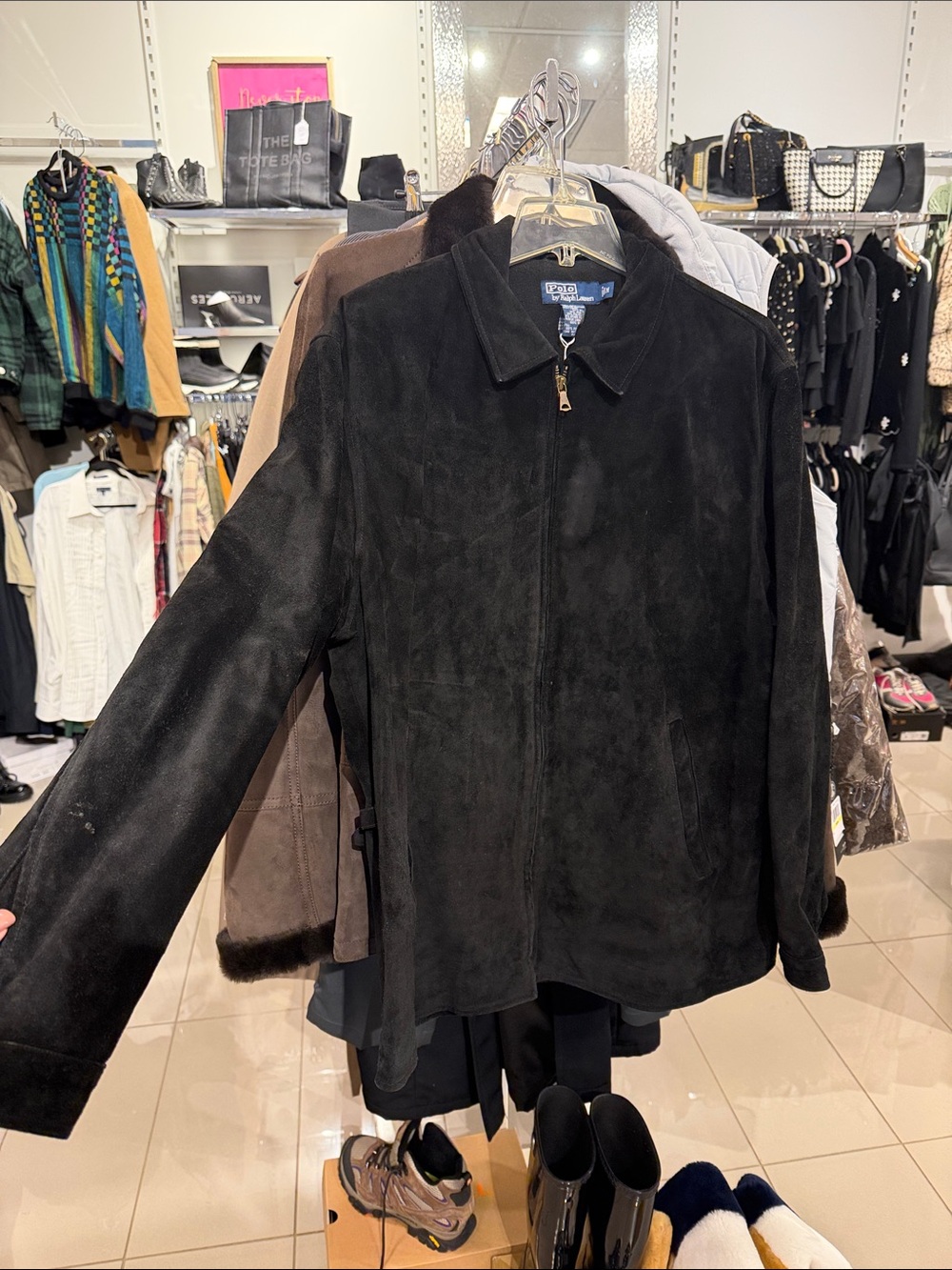 Ralph Lauren Black Suede Bomber Jacket
